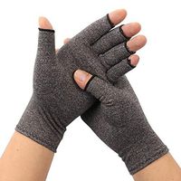 ARHSSZY 1 Pair Arthritis Compression Fingerless Gloves for Womens Mens, Joint Pain,Cold Swollen Hand Stiffness and Neuropathy Pain Relief,Improves Blood Circulation (Light Grey,Large)