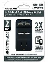 Xtreme Cables Mobile Dual Port USB Outlet Power Strip, Black (XWS8-0101-BLK)