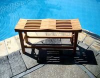 WholesaleTeak New Grade A Teak Wood 33" Double Curved Seat Shower/Bath Room/Pool/Spa Stool Friendship Bench #WHAXDCSB