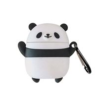 BONTOUJOUR AirPods Case, Super Cute Creative Lovely Jumping Happy Round Fat Panda AirPods Case, Panda Baby Soft Silicone Earphone Protection Skin for AirPods1&2+Hook-Jumping Panda