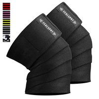 Zealspot Knee Wraps(Pair) Compression & Elastic Support for Cross Training,WODs,Gym, Workout,Weightlifting,Fitness & Powerlifting – Best Knee Straps for Squats -For Men & Women-72 inches (Black(Pair))