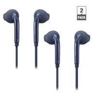 Earphones 3.5mm for Samsung Galaxy S7/S7 Edge,S6/S6 Edge Earphones w/Mic-Vol & Extra Ear Gels - Black - 2 Pack