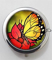 BlackKey Butterfly On Flowers 3-Compartment Decorative Pocket Gift Box Case Organizer for Pill, Color 1 -2299