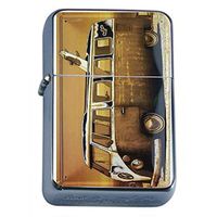 Silver Flip Top Oil Lighter Vintage Poster D-046 Kombi Van Vintage Image