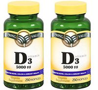 Spring Valley - Vitamin D-3 5000 IU, Twin Pack 500 Total Softgels (2)