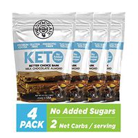 The Chocolate Trader Keto Bark, Milk Chocolate, Almonds. No Sugar Added, Low Carb. No Sugar Alcohols, No Artificial Sweeteners, All Natural (4 Bags 4.5 oz/Each)