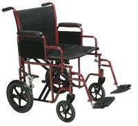 Drive Medical Bariatric Heavy Duty Transport Wheelchair with Swing-Away Footrest, Red, 20 Inch