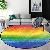 RUGSMAT Rainbow Modern Vintage Rugs,Abstract Lines with Brush Non-Skid Bath Mat Living Room/Bedroom Carpet Diameter-47