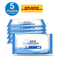 Disinfectant Wipes, 75% Alcohol Cleaning Wet Wipes, Daily Disinfecting Use for Hand Home House Travel Office Electronics School All Purpose (5 Pack, 200 Wipes)