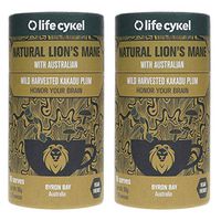 Life Cykel 100% Natural Lions Mane Mushroom with Australian Wild Harvested Kakadu Plum - 100% Focus, Memory, Creativity and Improved Restorative Sleep - Octane for the Brain - (16 Servings) - (2-Pack)