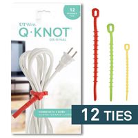 Ut Wire Q Knot Original Reusable Cable Ties, Assorted, Set of 12