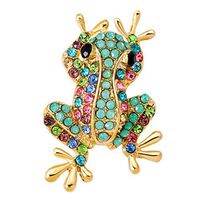 Full Rhinestone Frog Fashion Jewelry Pin Brooch Animal Costume Corsage Pin Popular Creation Aesthetic Beauty Party Girl Jewerly Design | Color - Green