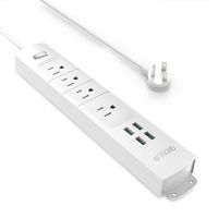 TROND Prime II 4-Outlet Mountable Surge Protector Power Strip with USB Charger (4A/20W, White), Right-Angle Flat Plug & 6.6 Feet Long Cord, for Workbench, Nightstand, Dresser, Home, Office & Hotel