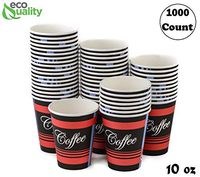 1000 Pack - 10oz Classic Durable Disposable Paper Coffee Hot Cups For Hot/Cold Drink, Coffee, Tea, Cocoa, Travel, Office, Home, Cider, Hot Chocolate, To go, by EcoQuality (10 ounce - 1000 Count Cups)