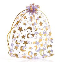 Housweety 100PCs 13x18cm Organza Wedding Gift Bags&Pouches Moon Purple
