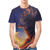 Xia&Han Men's Crewneck 3D Animal Printed Shirts Short Sleeve Blouse Tops Slim Fit Tee Comfy Casual Pullover Dark Blue