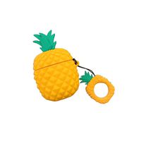 Honqaour Protective Case Simple Pineapple Pattern Soft Silicone Shockproof Case Skin With Lanyard For Airpods 1/2 Charging Box Accessories