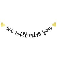 Black Glitter We Will Miss You Banner Bunting for Retirement Party Decorations-Graduation Party Going Away Party Office Work Party Farewell Party Decorations Supplies