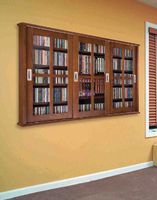 Leslie Dame Wall Mounted Sliding Door Mission Style Media Storage Cabinet, Walnut