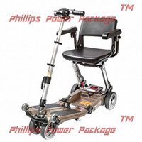 Free Rider USA - Luggie Elite - Compact Lightweight Foldable Scooter - 4-Wheel - Champagne - Phillips Power Package TM - to $500 Value