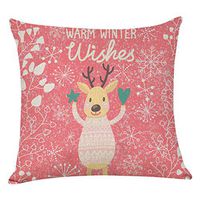 Indexshop 18"x 18" Christmas Santa Claus Reindeer Pattern Throw Pillow Covers, Xmas Winter Holiday Pillowcase, for Couch Sofa Car Decorative Pillowcase (C)