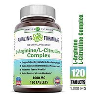 Amazing Nutrition L-Arginine/L-Citrulline Complex 1000 Mg* Combines Two Amino Acids with Potential Health Benefits * Supports Energy Production * Ads to Improve Athletic Performance (120 Tablets)
