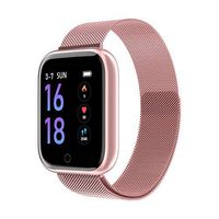 Ocamo Fashion T80 Smart Watch Women Men Sports Waterproof Bracelet Rose Gold Milan Steel Strap