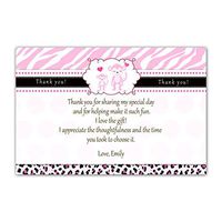 30 Personalized Thank You Cards Pink Zebra Leopard Monkey Jungle Safari Design Girl Baby Shower Party Event + 30 White Envelopes