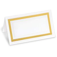 PaperDirect White 38lb Cover Stock Folded Place Cards with Gold Foil Border, Micro-Perforated, 2" x 3 1/2", 100/Pack, Laser and Inkjet Compatible