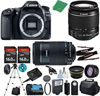 Canon EOS 80D Camera with 18-55mm is STM + 55-250mm STM + 2pcs 16GB Memory + Case + Memory Reader + Tripod + ZeeTech Starter Set + Wide Angle + Telephoto + Flash + Filter