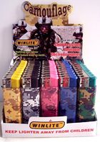 Winlite Camouflage 50 Count Refillable Lighters Display