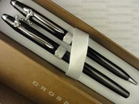 Cross Rare Sentimental Pearlescent Black Lacquer and Glittering Pavé-Textured Band Selectip Rolling Ball Pen and Pencil Set