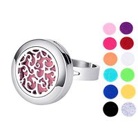 VALYRIA Vine Aromatherapy Essential Oil Diffuser Ring,Stainless Steel Adjustable Ring with 12 Refill Pads