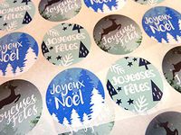 Pack of 30 Joyeuses Fêtes Joyeux Noël French Christmas Greeting Stickers, Colourful Self-Stick Labels for Cards, Envelopes, Craft, Decoration