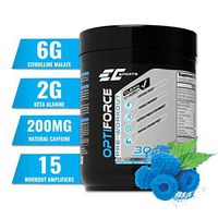 OptiForce Preworkout , 30 Servings, Icey Blue Raspberry, 6G Citrulline Mallate, 2G Beta Alanine, 2G Betaine Anhydrous, Natural Caffeine