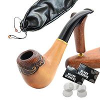 "Wave" pear wood handmade wooden tobacco pipes smoking pipe for 9 mm filter + Pouch
