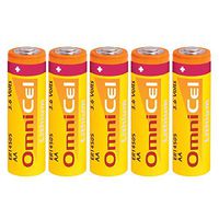 5x OmniCel ER14505 3.6V 2400mAh AA Lithium Battery For Smoke Alarms, Carbon Monoxide Detectors, Intrusion Sensors, Invisible Fencing, Emergency Backup, Data Collection, AMR Add-ons
