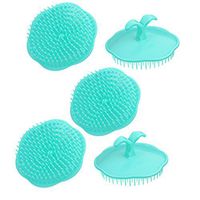 uxcell Plastic Head Hair Washing Scalp Massage Shampoo Brush 5Pcs Cyan