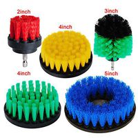 HIFROM 5pcs Drill Powered Scrub Brush Medium Soft Cleaner Scrubbing Kit for Bathroom surface Grout Tub Shower Kitchen Auto Boat