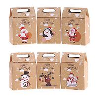 VEYLIN 24Pcs Christmas Paper Gift Boxes with Handle, Christmas Element Assorted Bags for Christmas Party Supplies (6 Different Style)