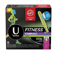 U by Kotex Unscented Super Absorbency Fitness Tampons with Fit Pak, 15 Count
