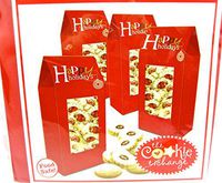 Christmas Cookie Boxes,Cardboard,Food Safe (4 Cookie Boxes, Red Tall Tent)