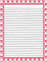 Girl's Camp Pink Heart Lined Stationery Paper 26 Sheets