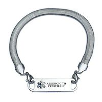 Pre-Engraved Chevron Pattern"Allergic to Penicillin" Medical ID Bracelets for Women