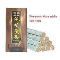 Wood moxibustion Box, Wooden Hoist, moxibustion Box, Navel Massage Burner Set,10 Rolls Five Years Pure Moxa Sticks (2)