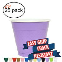 TigerChef 9 Ounce Hydrangea 25 Pack Easy Grip Plastic Party Cups Solid Color Disposable 9 Oz Plastic Cups BPA Free