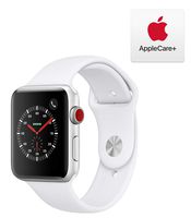 Apple Watch Series 3 (GPS + Cellular, 42mm) - Silver Aluminum Case with White Sport Band with AppleCare+ Bundle