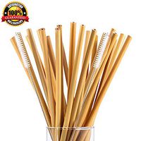Bamboo Straws Reusable | Straw Organic Natural | Bamboo Drinking Straws for Bar Party Accessories (Green, 50Pcs)