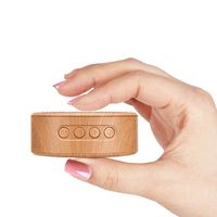 AkoMatial Portable Mini Bluetooth Wireless Speaker Wooden Grain Design Subwoofer Stereo Loudspeaker for Phone White