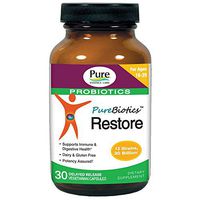 PURE ESSENCE LABS Restore Probiotics 30 Billion CFU - 12 Strains for Immune Support and Digestive Health - 30 Capsules